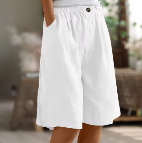 Women's Wide Leg Bermuda Shorts | Elastic Waist Casual-11