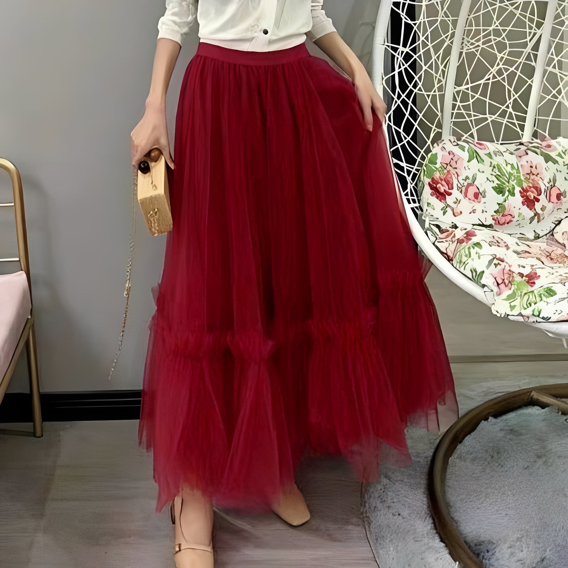 Women's Maxi Skirt | Wedding Guest Ruffle-4