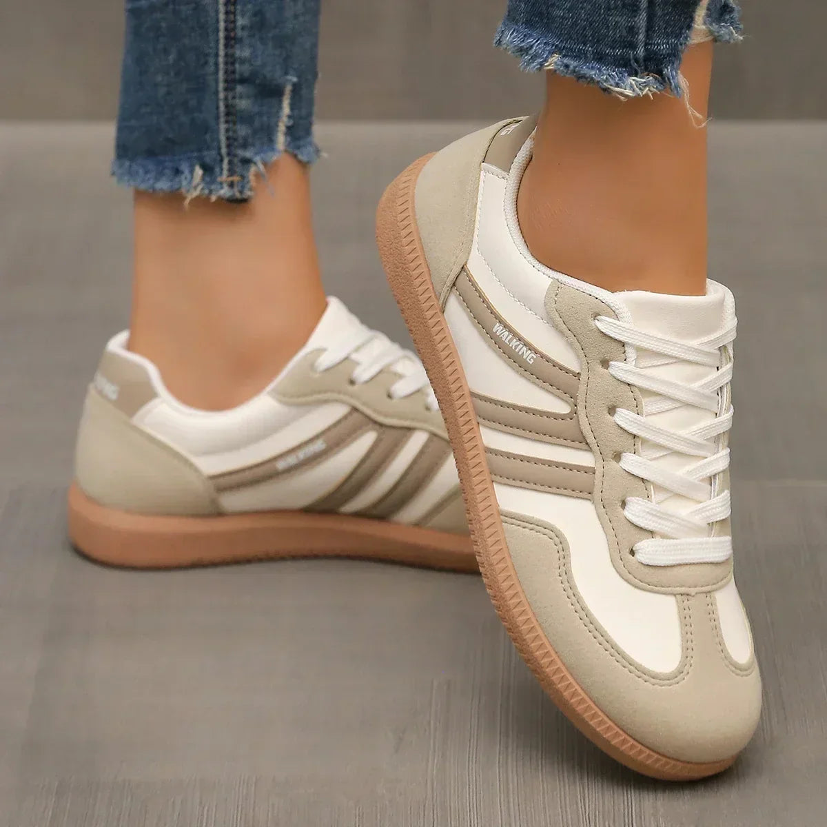 Women's Casual Leopard Sneakers | Lace-Up Walking-2