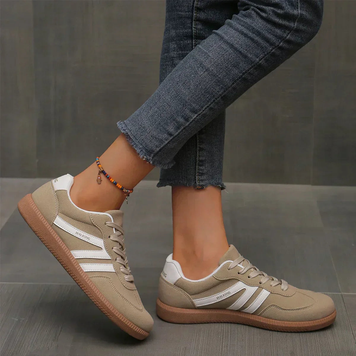 Women's Casual Leopard Sneakers | Lace-Up Walking-4