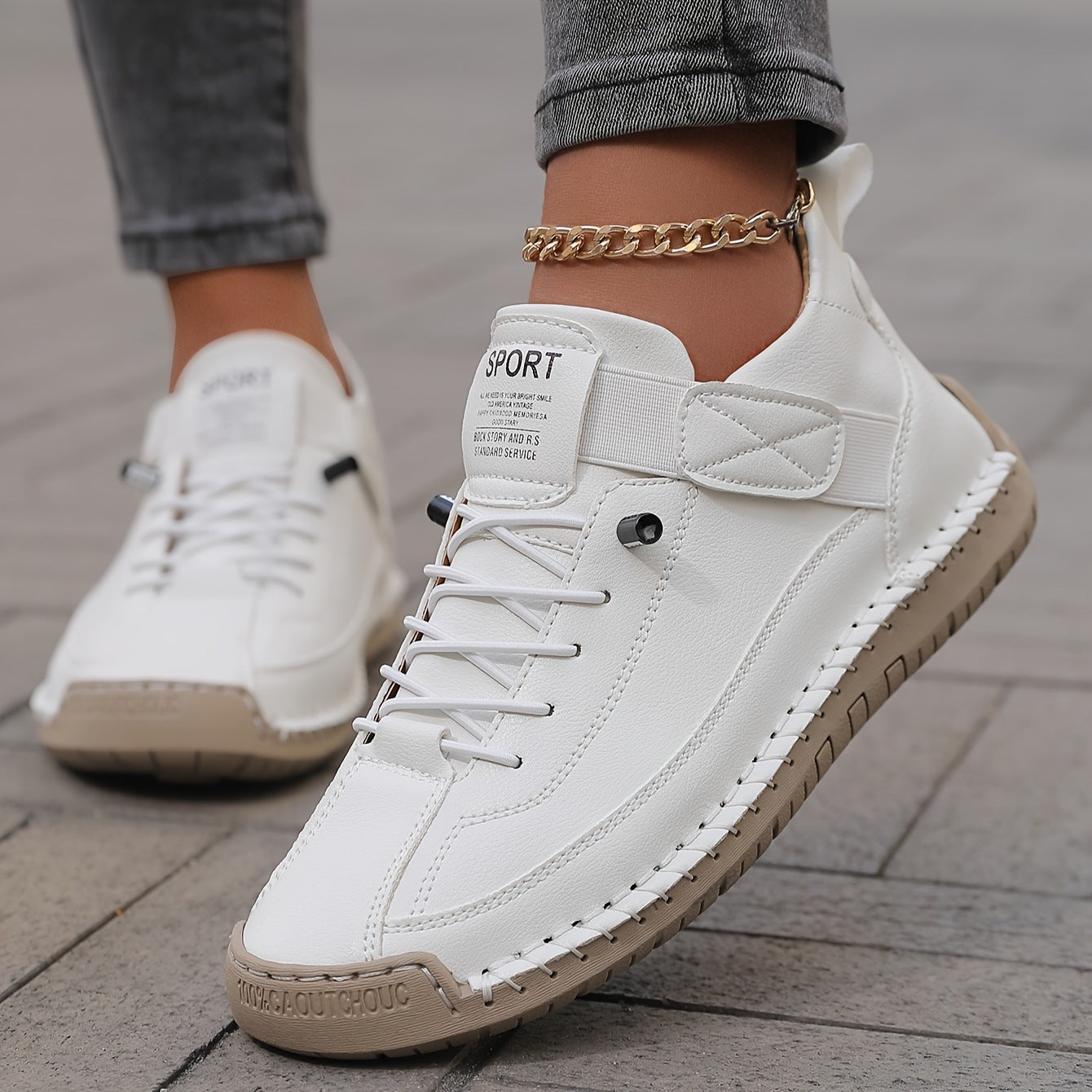 Women's Casual Sneakers | White Lace-Up-1