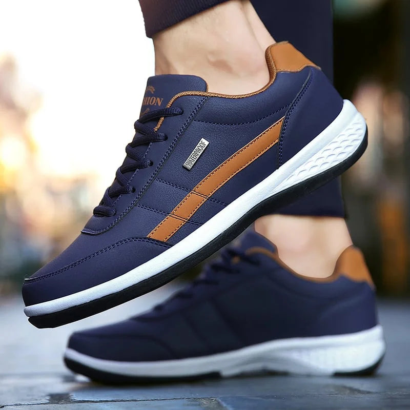 Men's Casual Lace Up Sneakers | Navy Orange-6