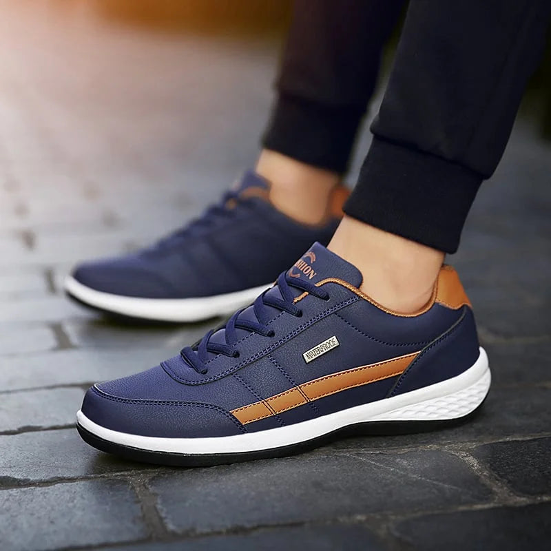 Men's Casual Lace Up Sneakers | Navy Orange-3