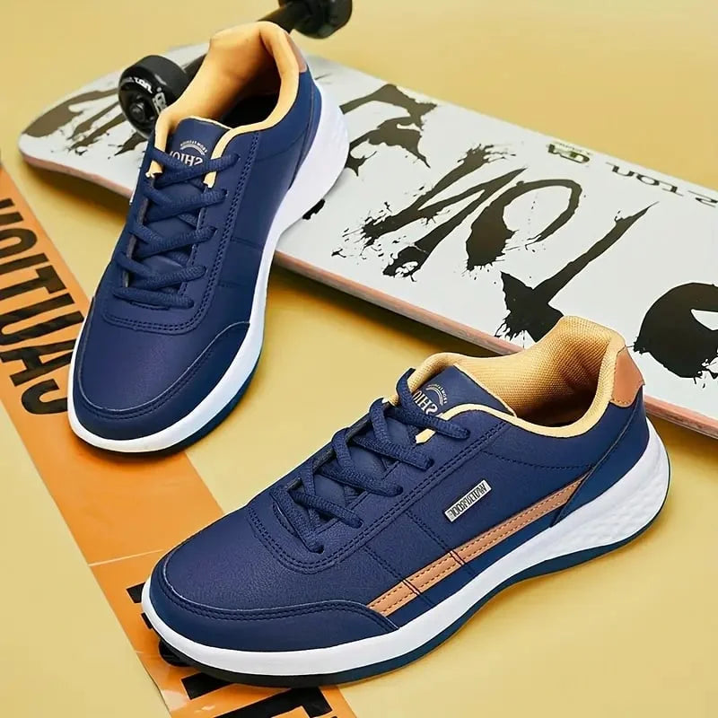Men's Casual Lace Up Sneakers | Navy Orange-7