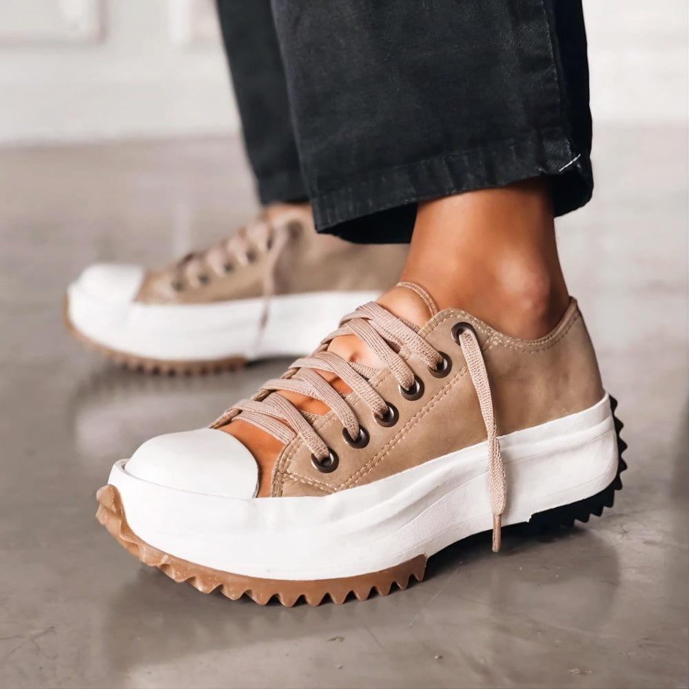 Women's Platform Sneakers | Black Chunky Sole Lace-Up-2