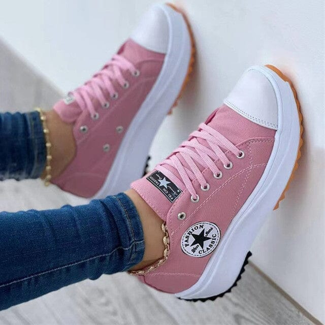 Women's Chunky Sole Sneakers | White Purple Pink-2