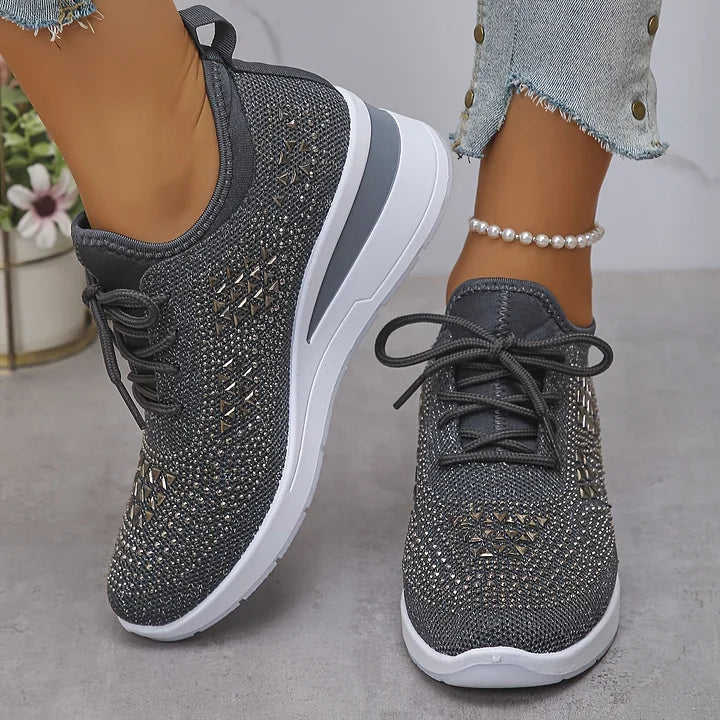 Women's Crystal Rhinestone Sneakers | Casual-16