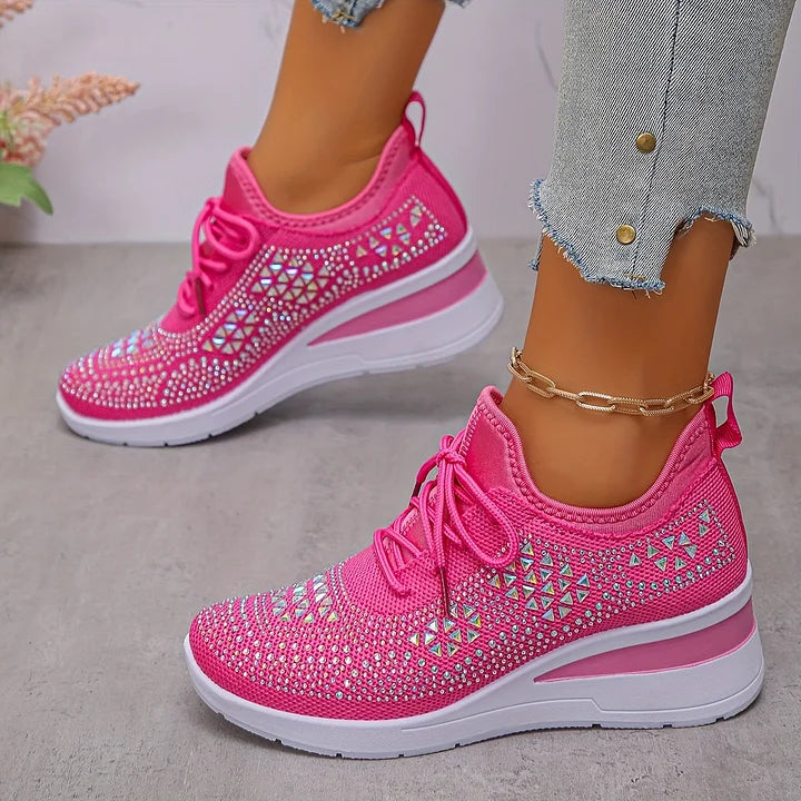 Women's Crystal Rhinestone Sneakers | Casual-9