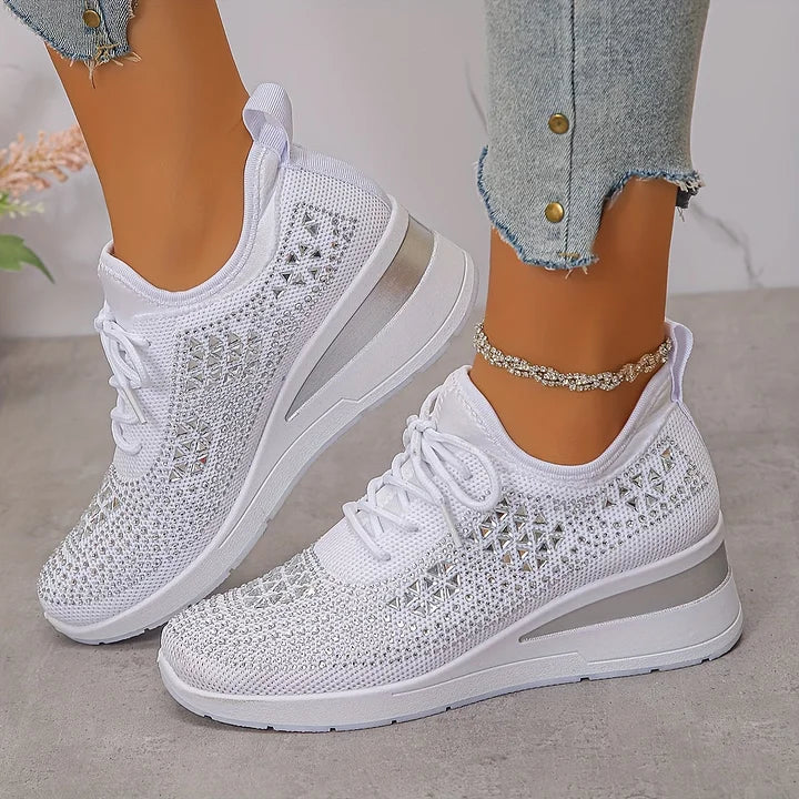 Women's Crystal Rhinestone Sneakers | Casual-11
