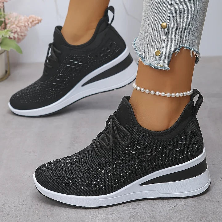 Women's Crystal Rhinestone Sneakers | Casual-12
