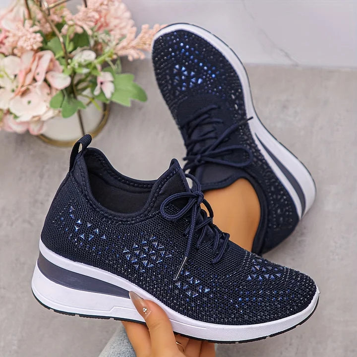Women's Crystal Rhinestone Sneakers | Casual-3