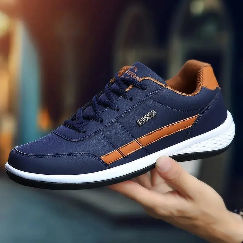 Men's Casual Lace Up Sneakers | Navy Orange-4