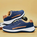 Men's Casual Lace Up Sneakers | Navy Orange-5