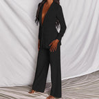 Women's Formal Suit Set | Blazer Wide Leg Pants-13