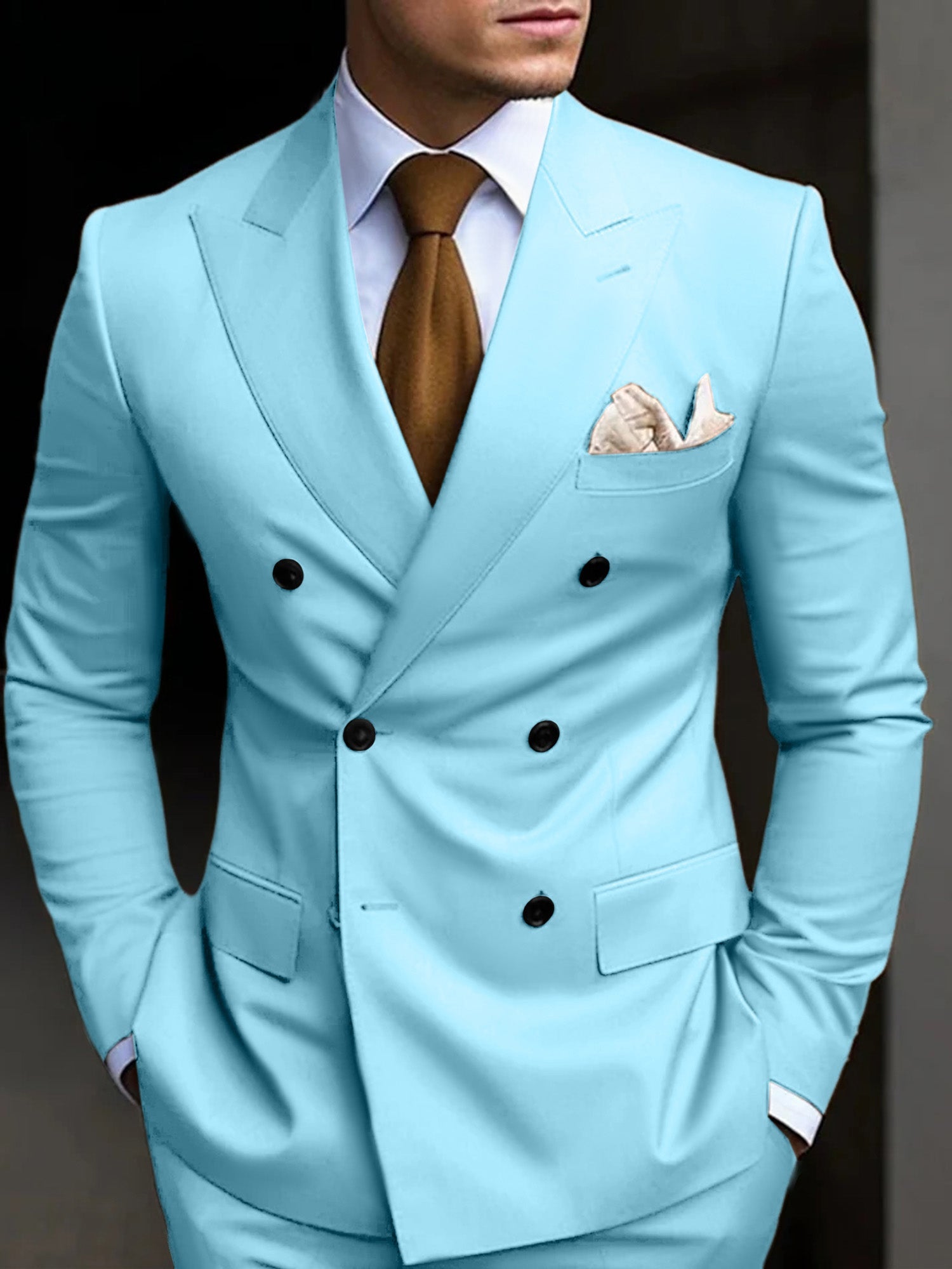 Men's Wedding Guest Double Breasted Suit | Formal-14