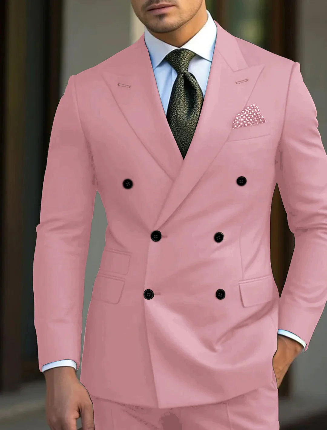 Men's Green Suit | Double Breasted Wedding Formal-5