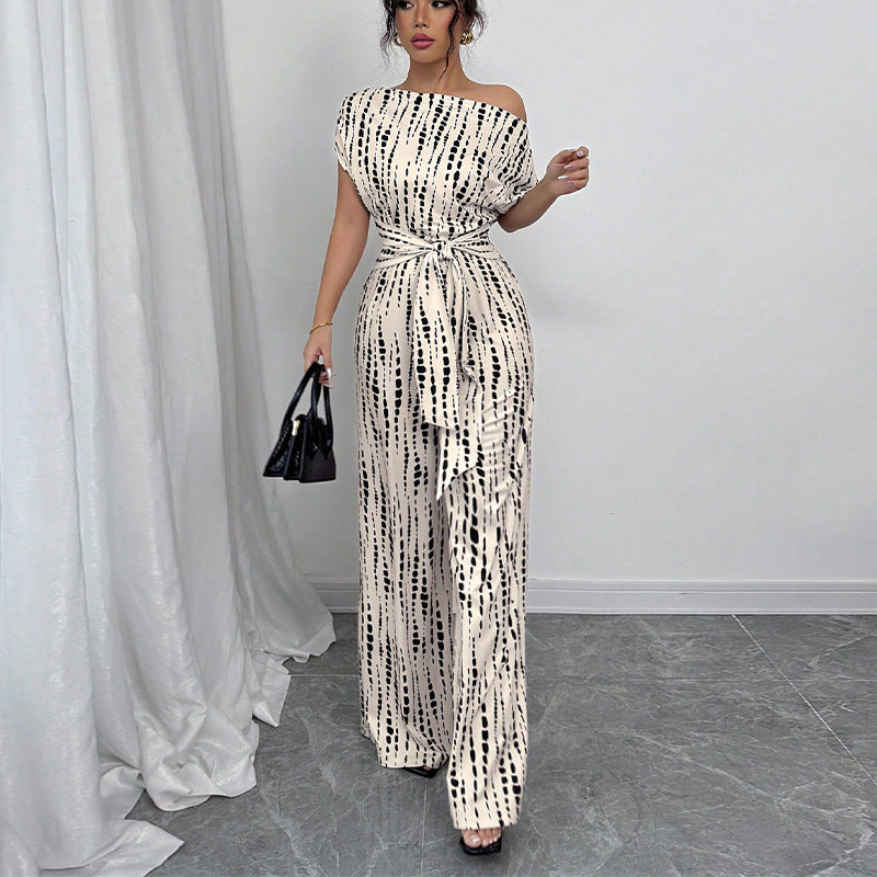 Women's Printed Wide Leg Jumpsuit | Off Shoulder-3