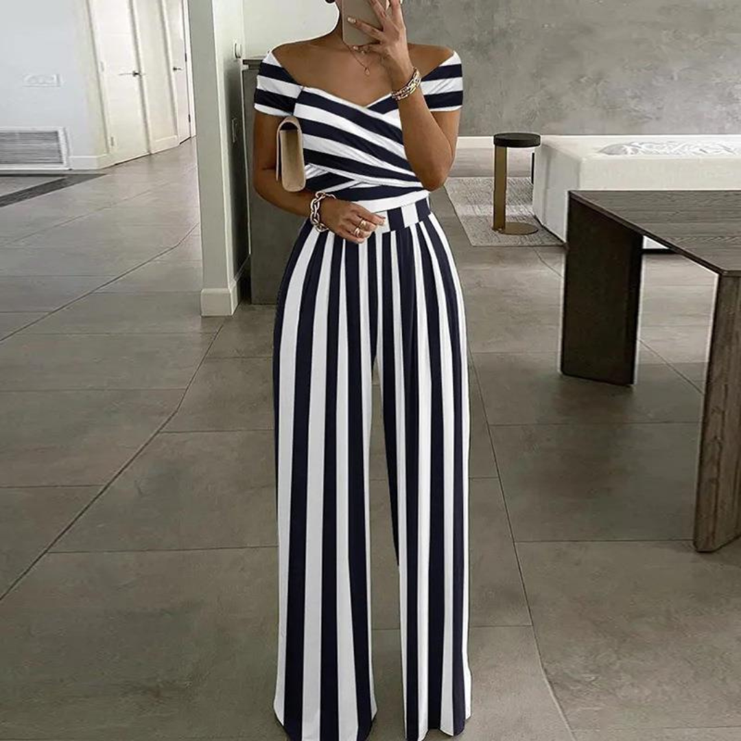 Women's Floral Maxi Jumpsuit | Off Shoulder Wide Leg-4