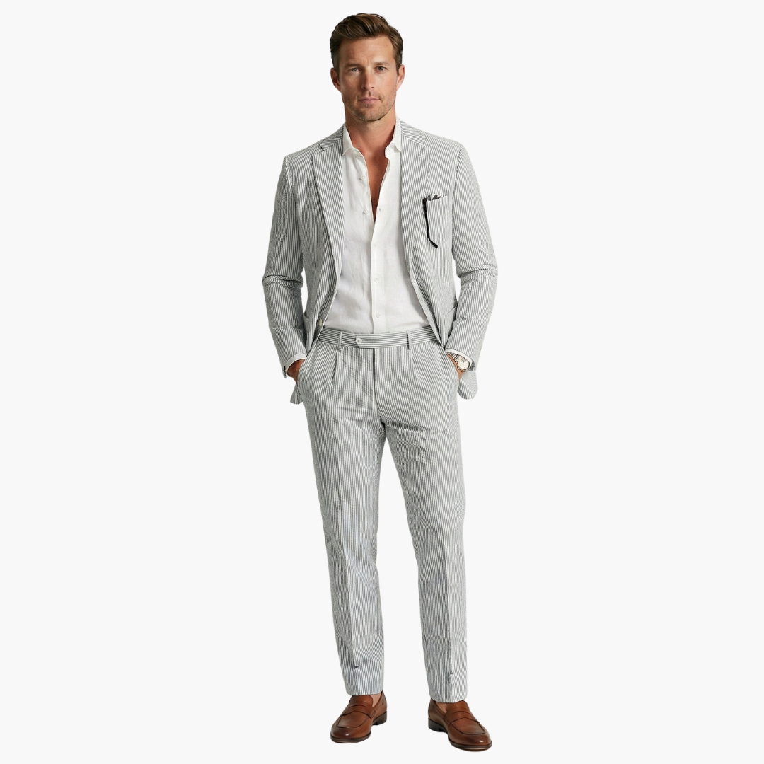 Men's Striped Summer Suit Set | Slim Fit-8