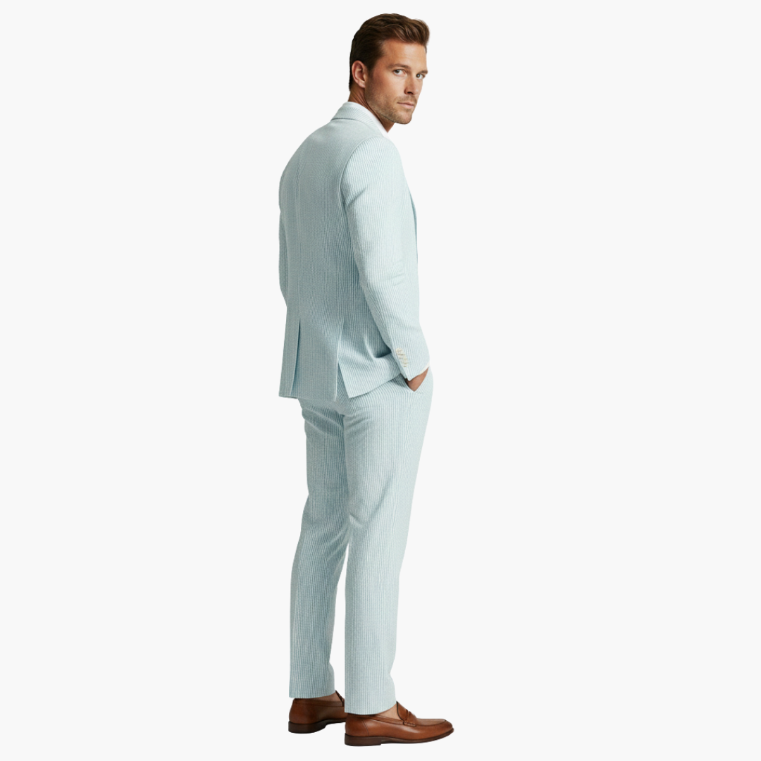 Men's Striped Summer Suit Set | Slim Fit-3