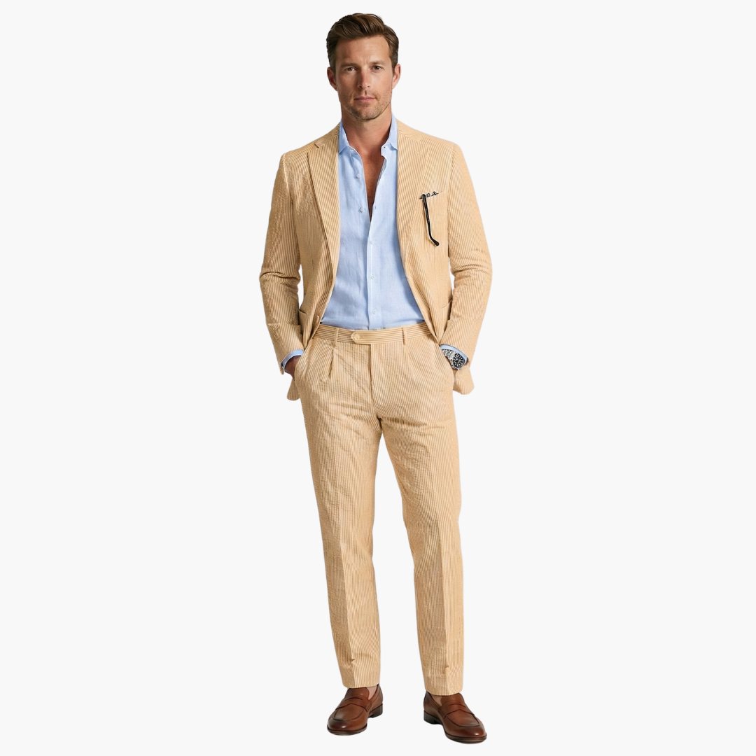Men's Striped Summer Suit Set | Slim Fit-6