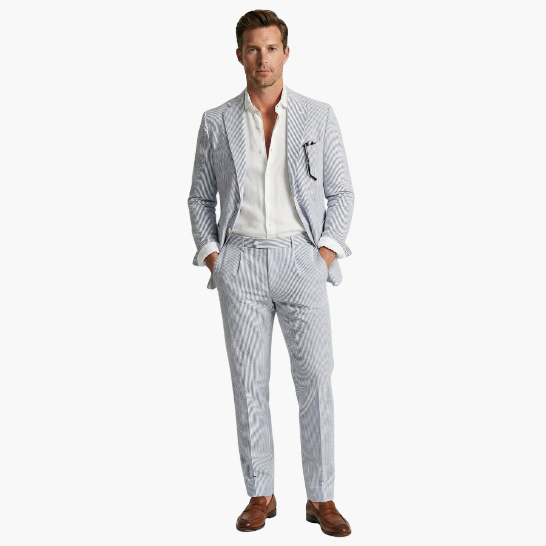 Men's Striped Summer Suit Set | Slim Fit-9