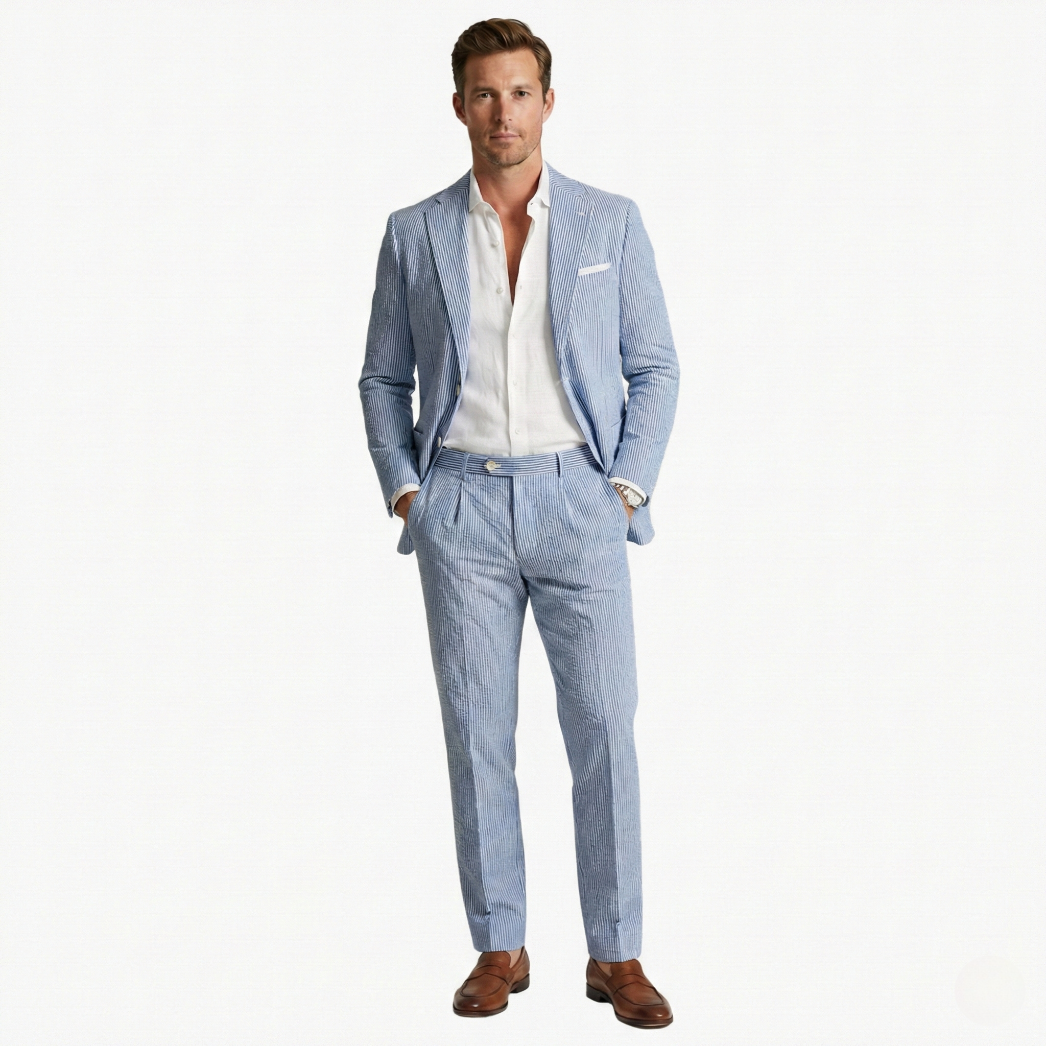 Men's Striped Summer Suit Set | Slim Fit-10