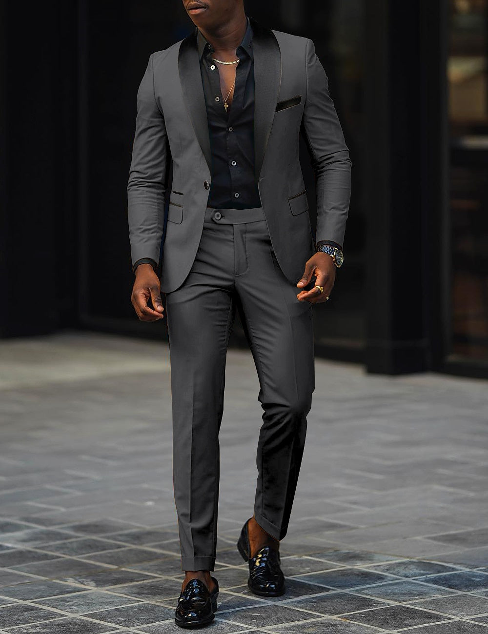 Men's Gray Suit | Wedding Formal Two Piece-1