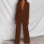 Women's Formal Suit Set | Blazer Wide Leg Pants-10