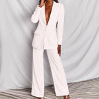 Women's Formal Suit Set | Blazer Wide Leg Pants-14
