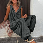Women's Casual Maxi Jumpsuit | Wide Leg Hooded-1