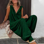 Women's Casual Maxi Jumpsuit | Wide Leg Hooded-5