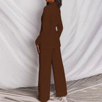 Women's Formal Suit Set | Blazer Wide Leg Pants-11