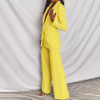Women's Formal Suit Set | Blazer Wide Leg Pants-3