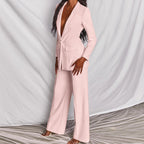 Women's Formal Suit Set | Blazer Wide Leg Pants-7