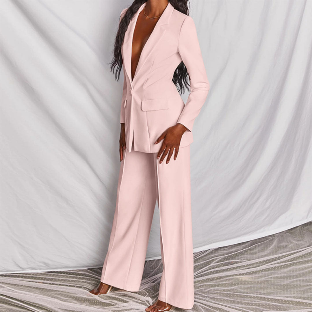 Women's Formal Suit Set | Blazer Wide Leg Pants-7