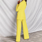 Women's Formal Suit Set | Blazer Wide Leg Pants-4