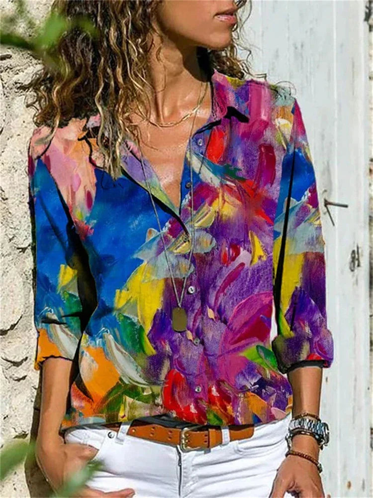 Women's Floral Button-Down Blouse | Casual-6