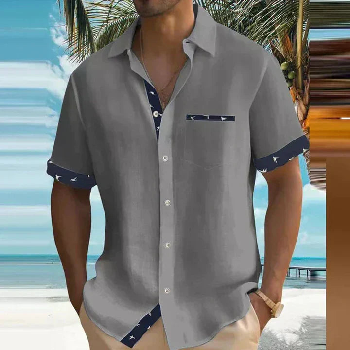 Men's Summer Casual Short Sleeve Shirt | Navy-4