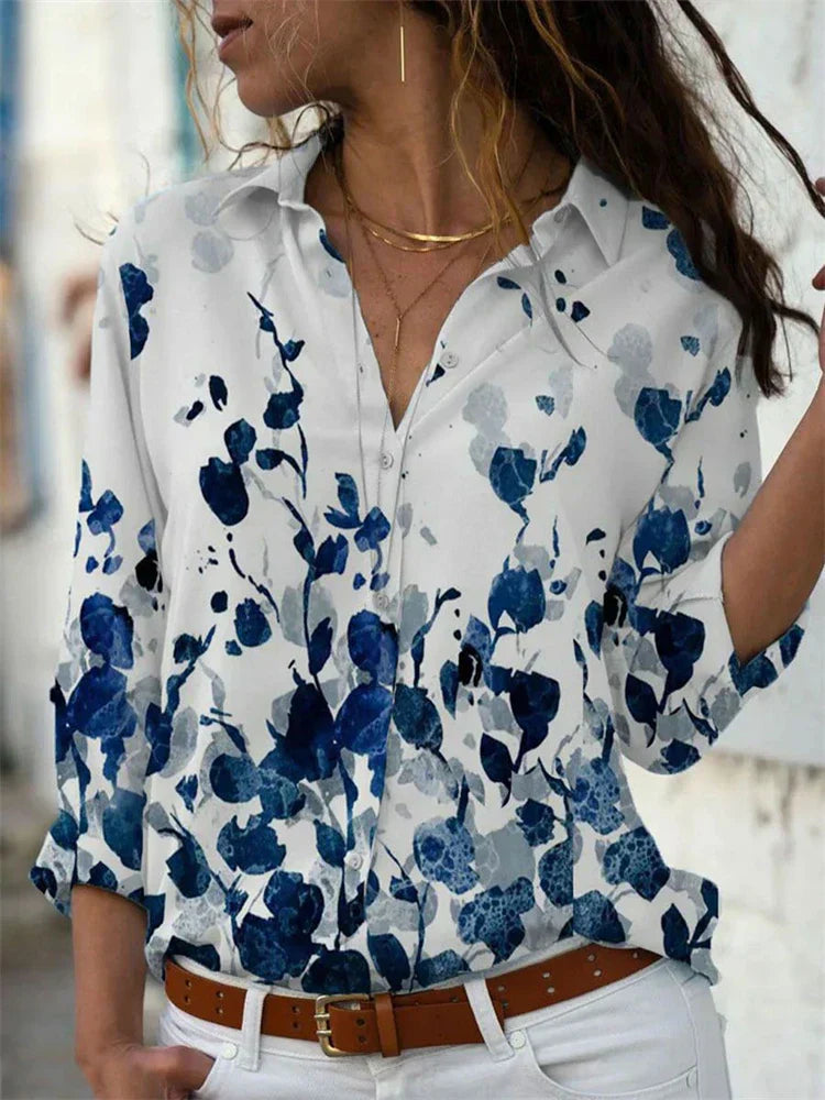 Women's Floral Button-Down Blouse | Casual-1