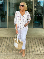 Women's Floral Blouse | Three-Quarter Sleeve Summer-3