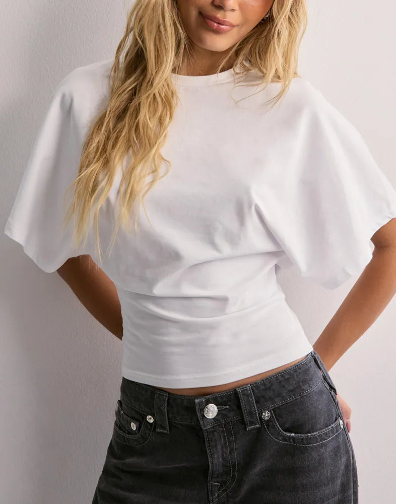 Women's Casual White Crop Tee | Short Sleeve-1
