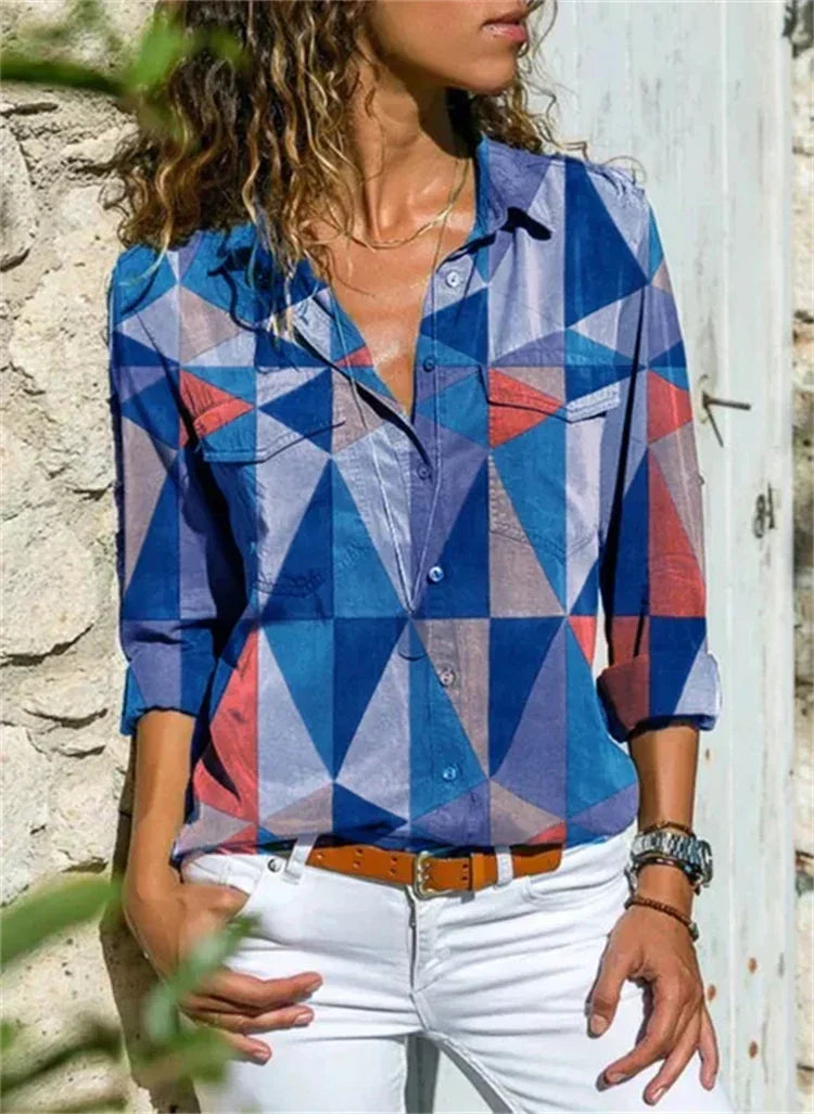 Women's Floral Button-Down Blouse | Casual-4