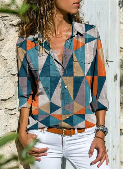 Women's Floral Button-Down Blouse | Casual-3