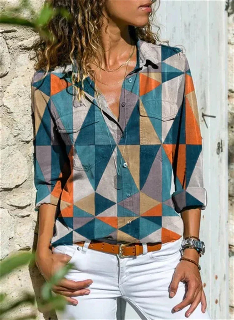 Women's Floral Button-Down Blouse | Casual-7