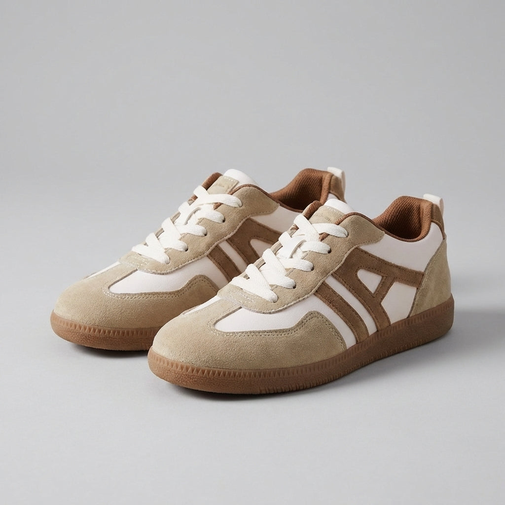 Women's Casual Low-Top Sneakers | Beige White-2