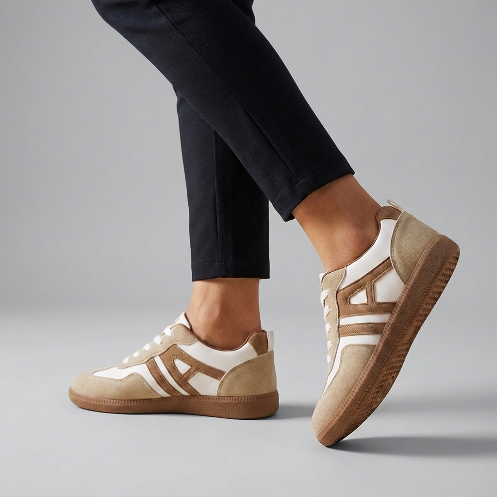 Women's Casual Low-Top Sneakers | Beige White-1
