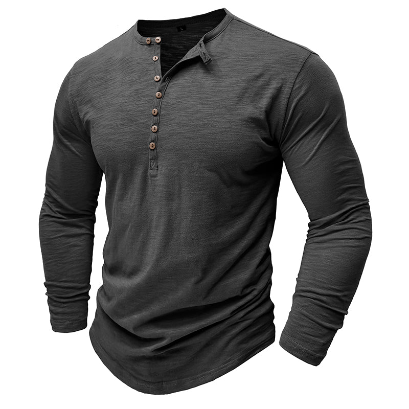 Men's Long-Sleeve Henley Shirt | Casual-2