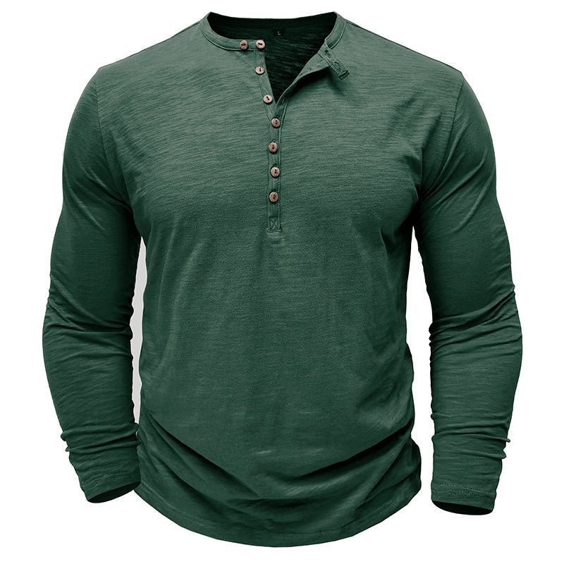 Men's Long-Sleeve Henley Shirt | Casual-3