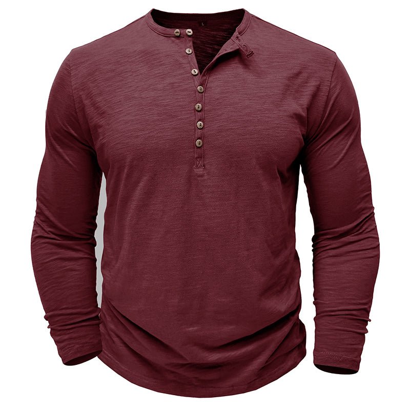 Men's Long-Sleeve Henley Shirt | Casual-28